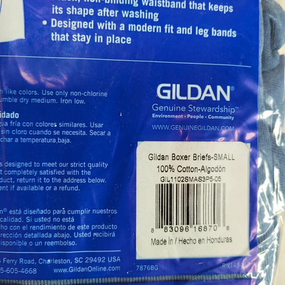Gildan Boxer Briefs Premium Cotton Comfort Plush Waistband 5 Pack Size Small NEW - Picture 4 of 4